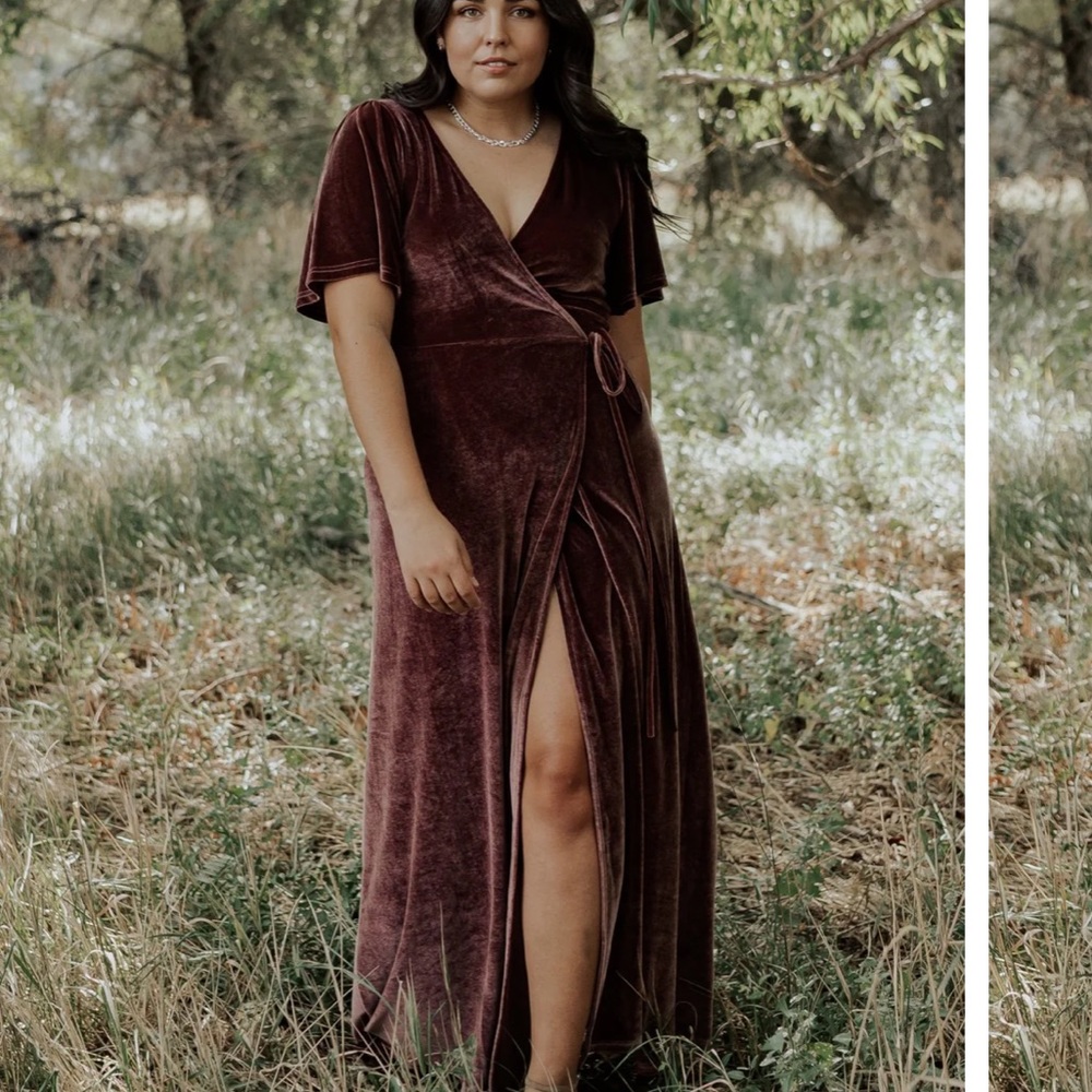 Velvet wrap maxi dress